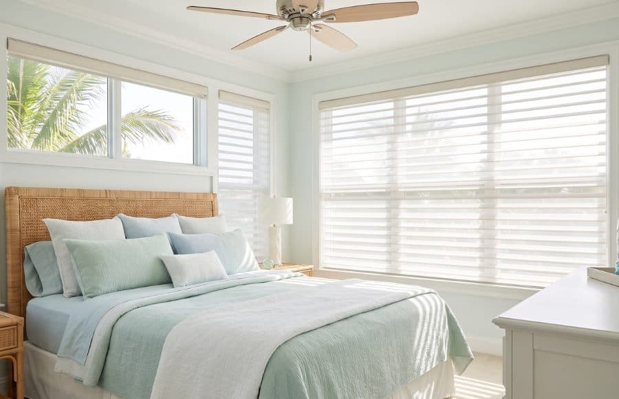 Sheer shadings in a bedroom